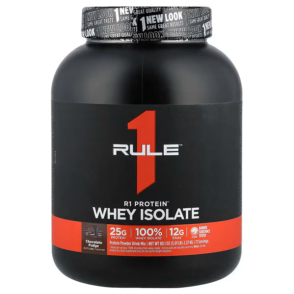 Rule One Proteins, R1 Protein™ Whey Isolate, Chocolate Fudge, Strawberry 5 lb