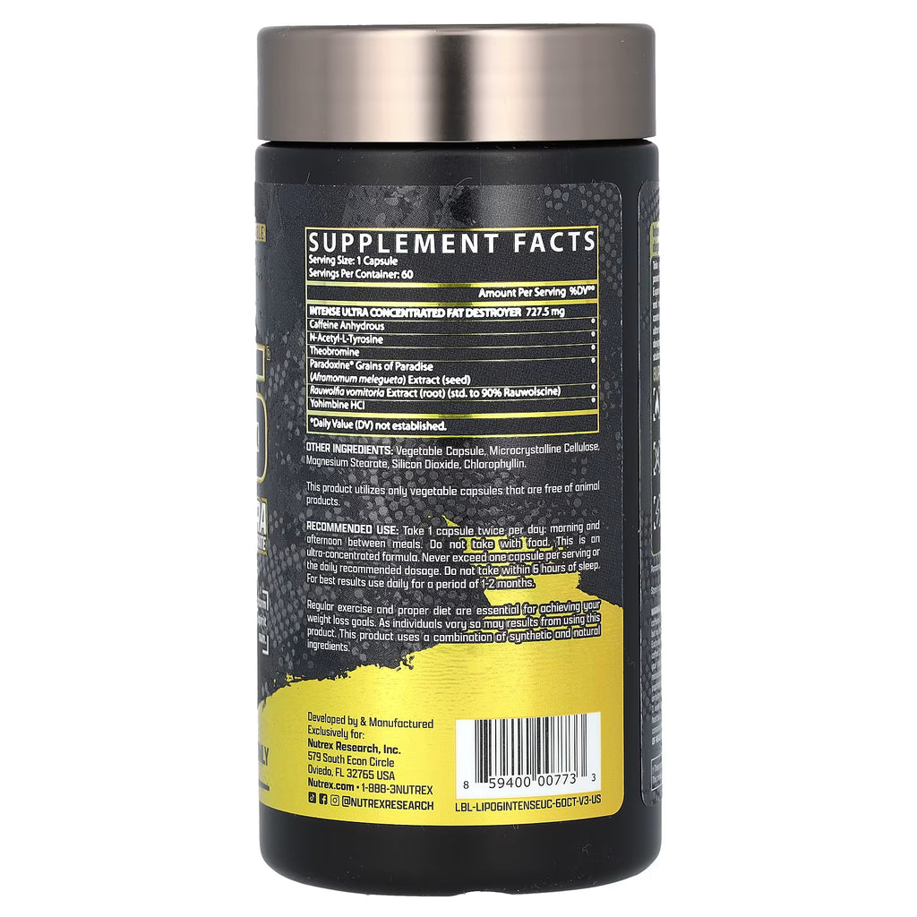 Lipo-6 Black Intense UC 60 Black Caps By Nutrex Research