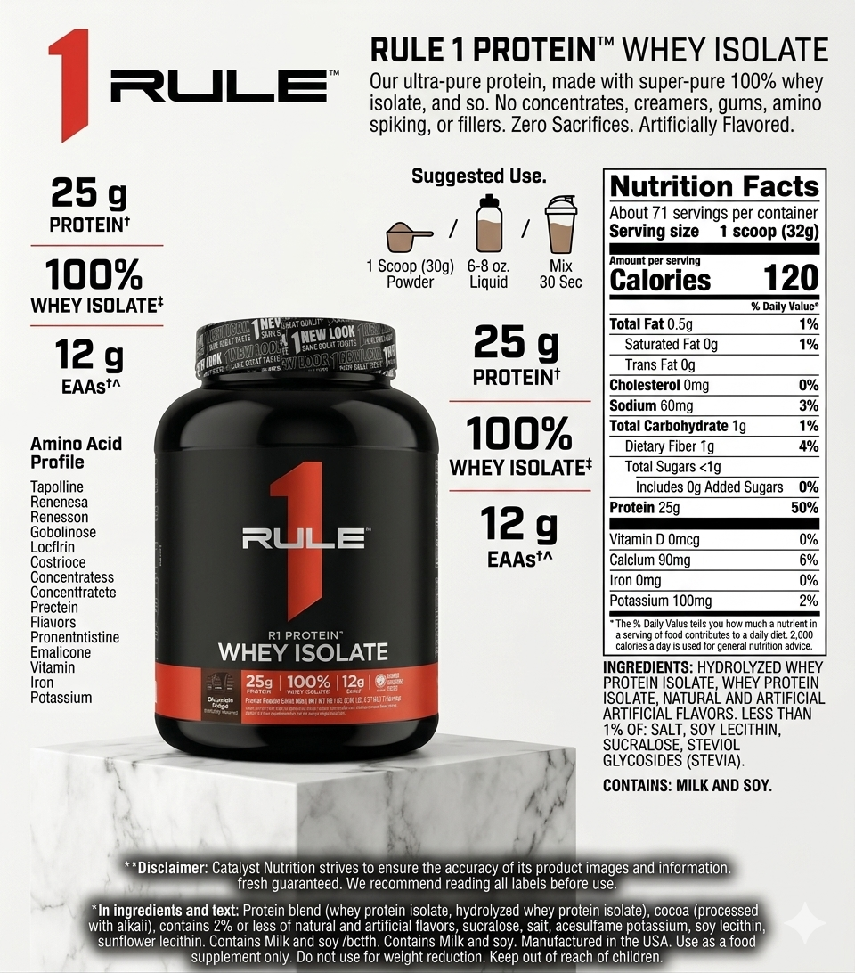 Rule One Proteins, R1 Protein™ Whey Isolate, Chocolate Fudge, Strawberry 5 lb