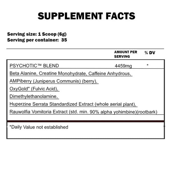 Insane Labz Psychotic Red Pre-Workout 60 Servings